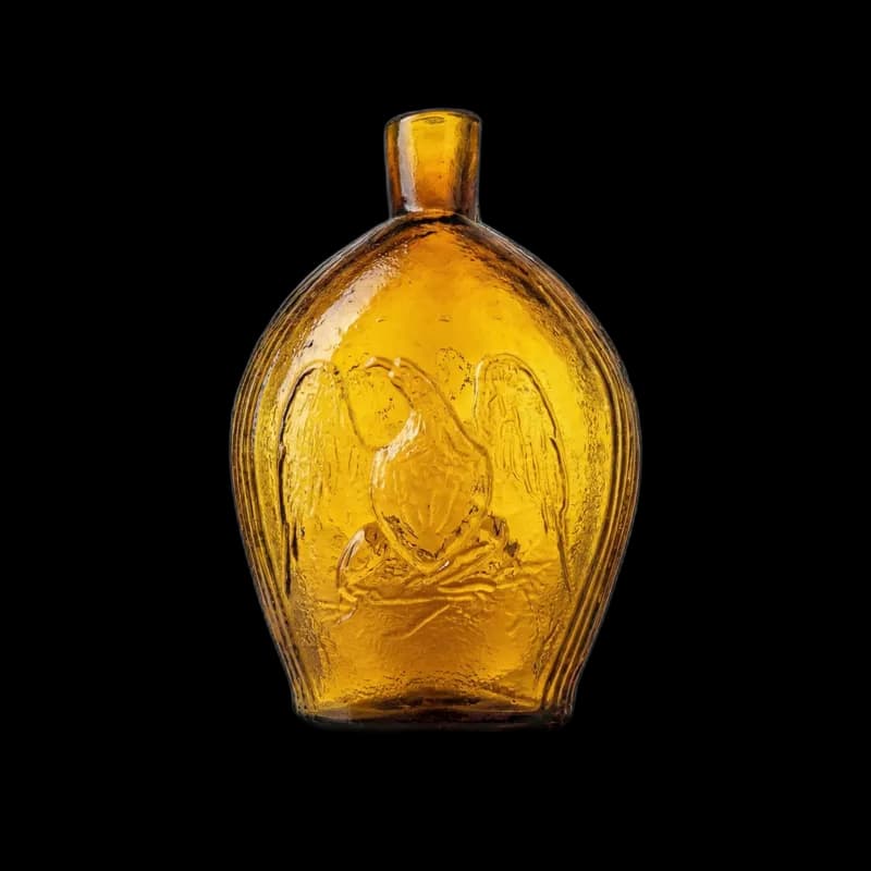 Amber glass eagle flask