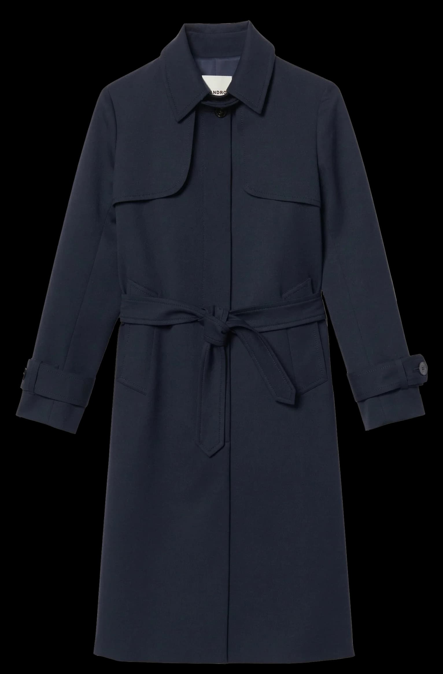 Navy Sandro belted trench coat