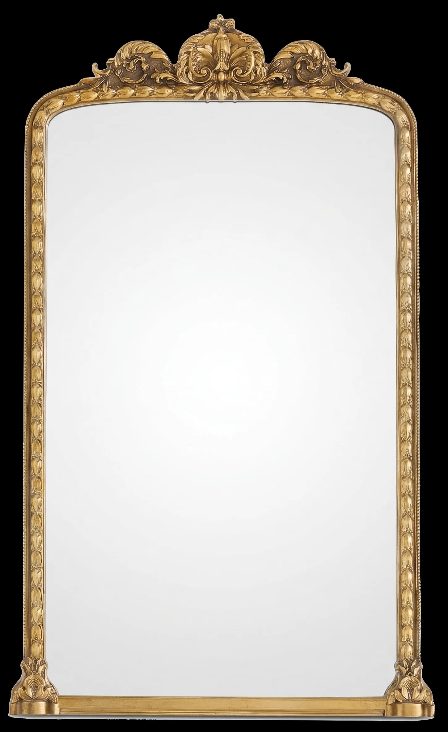 Gilt Victorian floor mirror with ornate crest