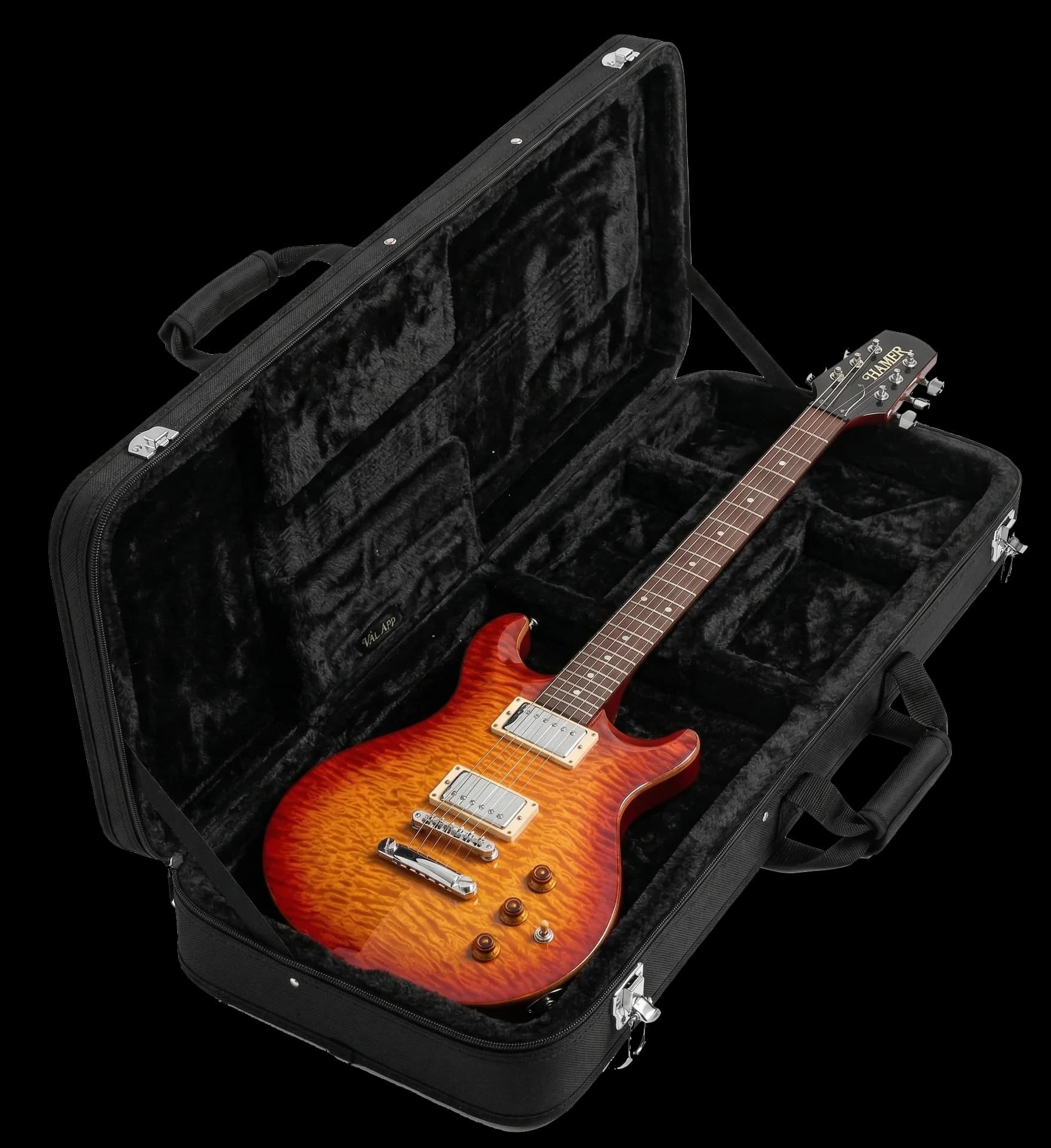 Hamer sunburst electric guitar in case