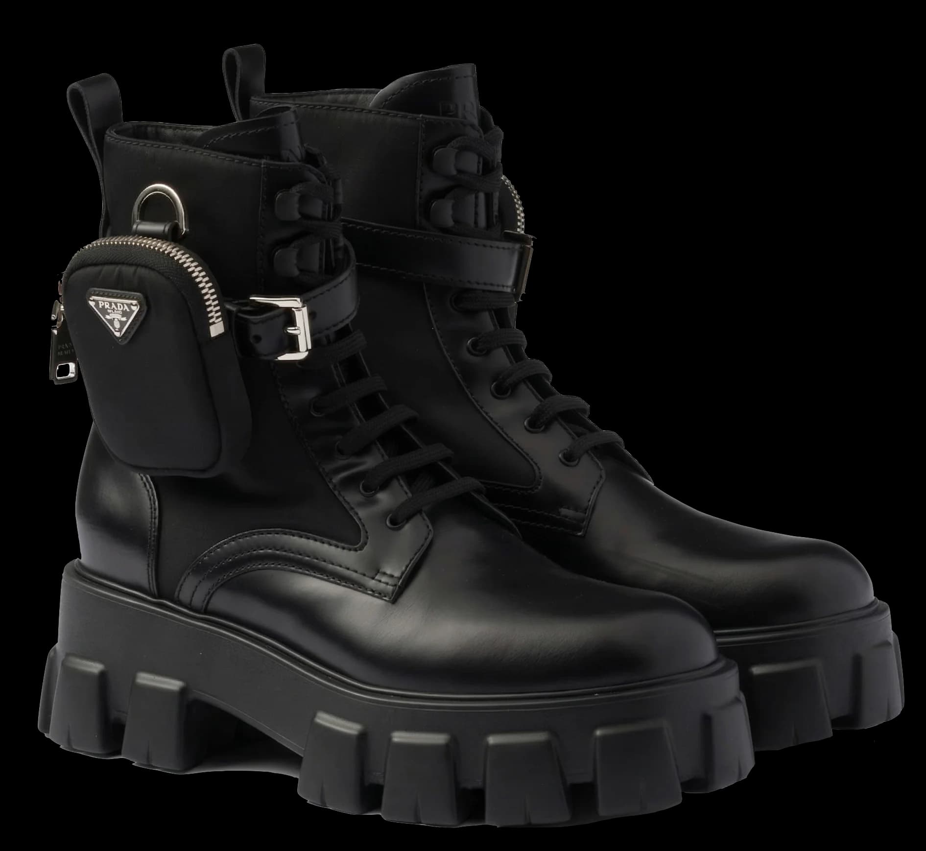 Prada Monolith black combat boots