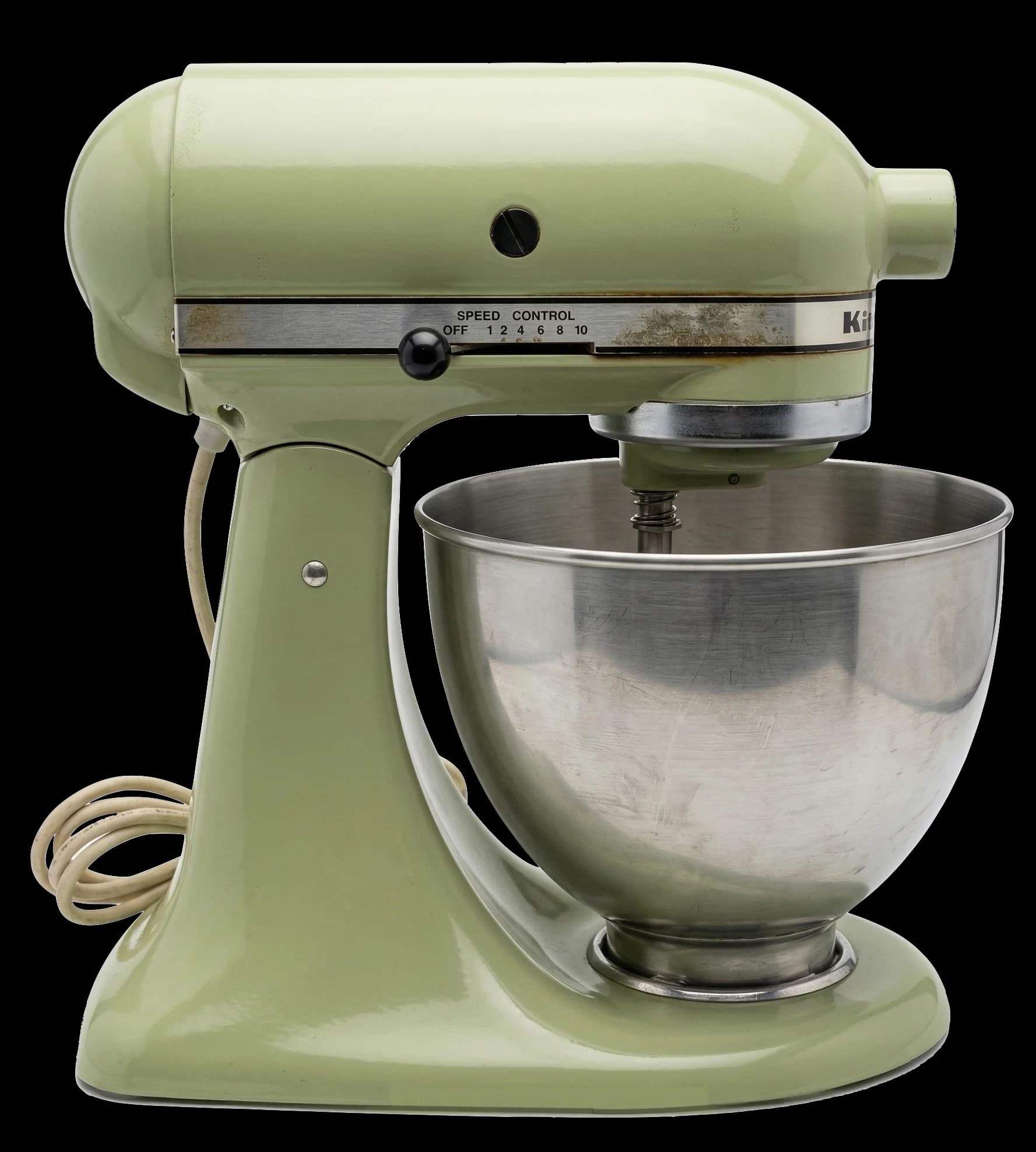 Vintage KitchenAid stand mixer in avocado green