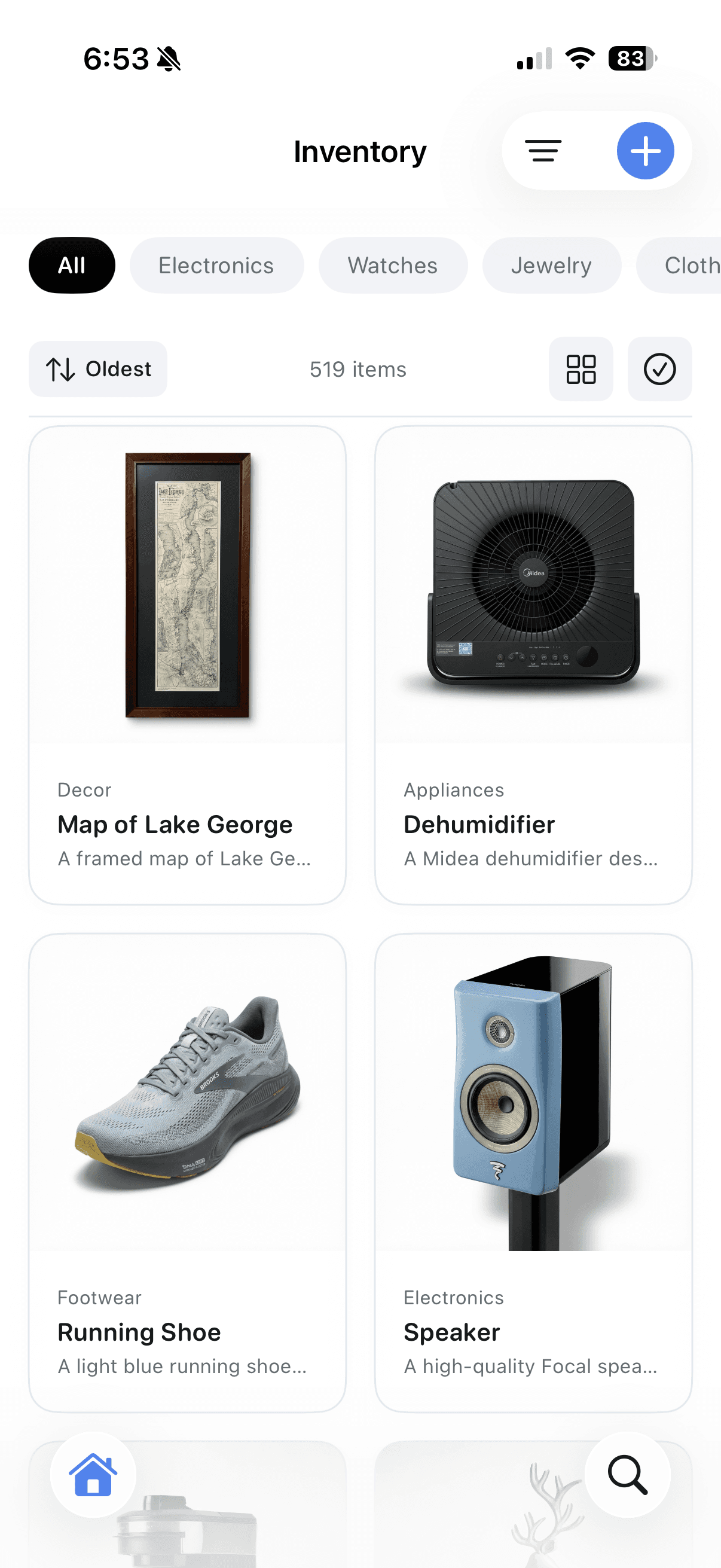 Organized home inventory